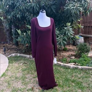 French Connection Long Sleeve Maxi Dress - Burgundy
